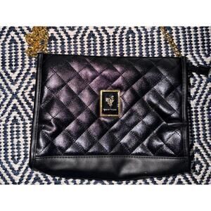 Younique Black Quilted Crossbody Bag with Gold Chain Strap